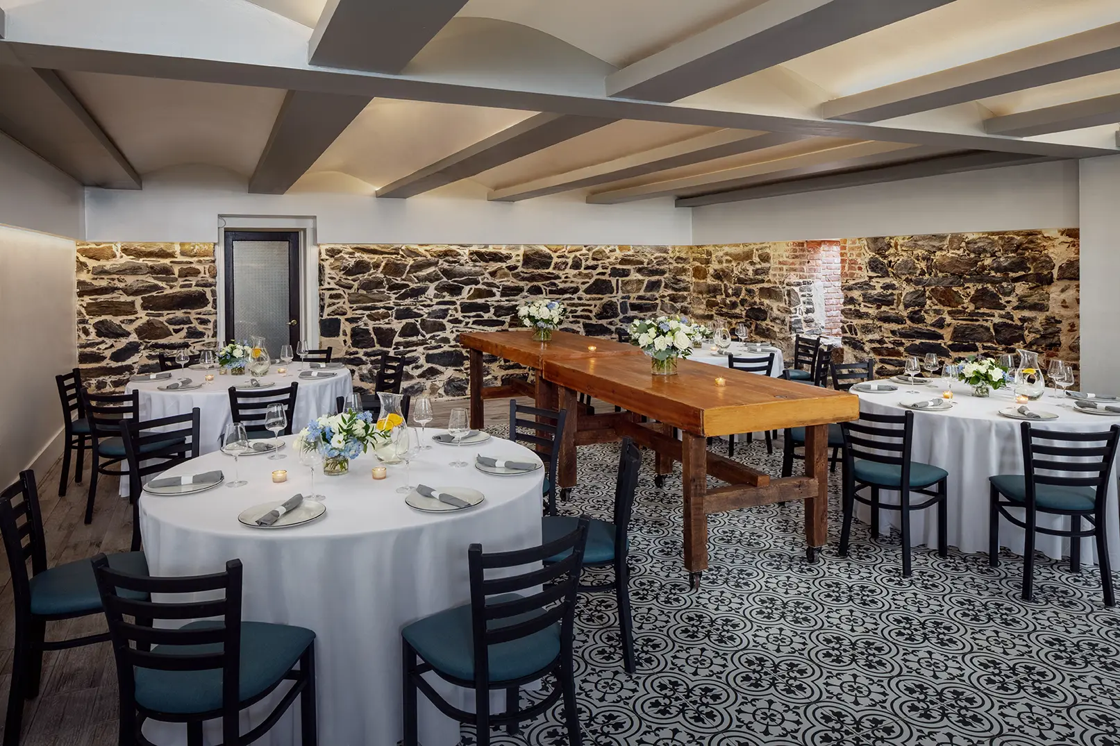 The Stone Room with historic 18th-century stonework in Fells Point, Baltimore
