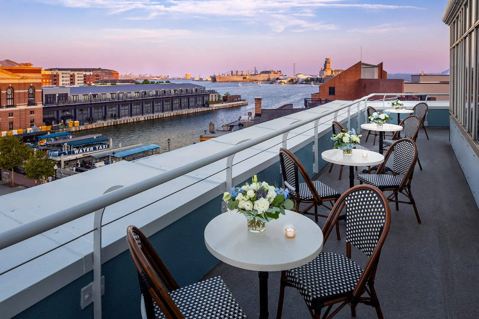 Rooftop venue with skyline views